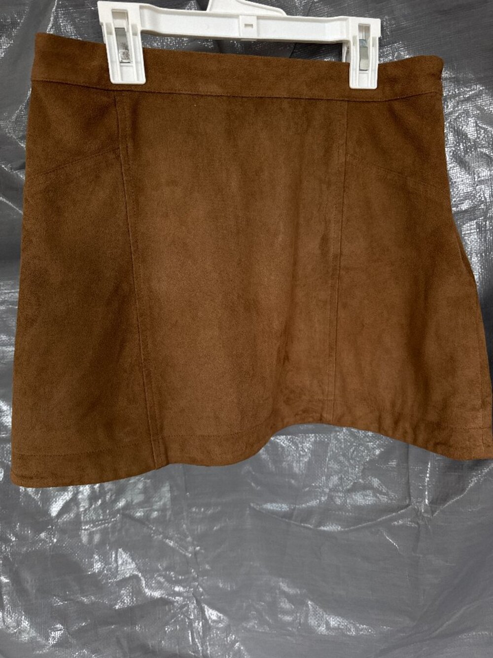 Abercrombie & Fitch Womens 2 Brown Camel Faux Suede A Line Mini Preppy Skirt Y2K